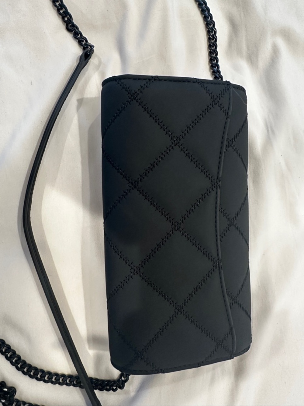 Tory Burch Willa Black Quilted Chain-Shoulder Crossbody wallet purse - Picture 9 of 12